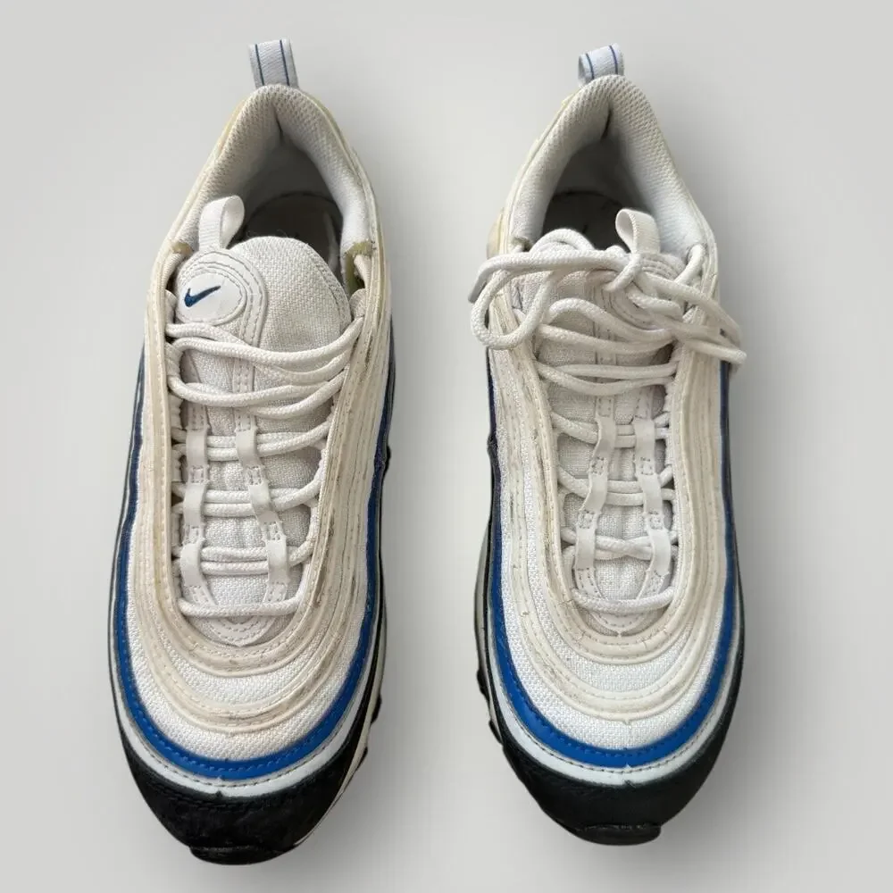 Nike Air Max 97 Size 5,5 Y  Shoes Sneakers White Black Signal Blue 921522-107